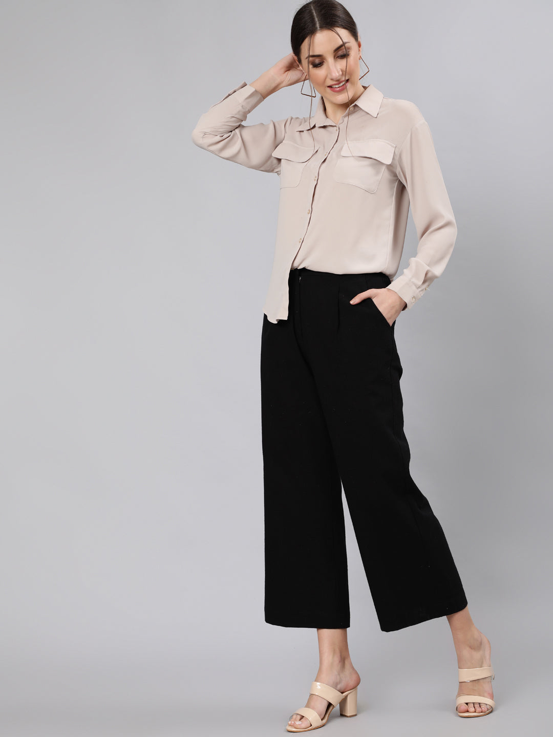 Buy W Black Womens Solid Parallel Pants | Shoppers Stop